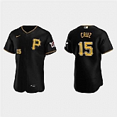 Mens Pittsburgh Pirates #15 Oneil Cruz Nike Black Alternate Team Logo P FlexBase Player Jersey Dzhi,baseball caps,new era cap wholesale,wholesale hats